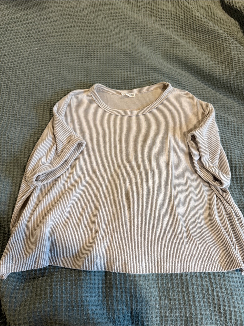 Charlotte Avery Light Taupe Ribbed Long-Sleeve Women's Top-L
